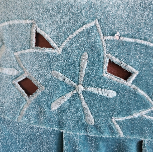 Vintage 80's teal velvet kaftan/moomoo style housecoat - Picture 3 of 6